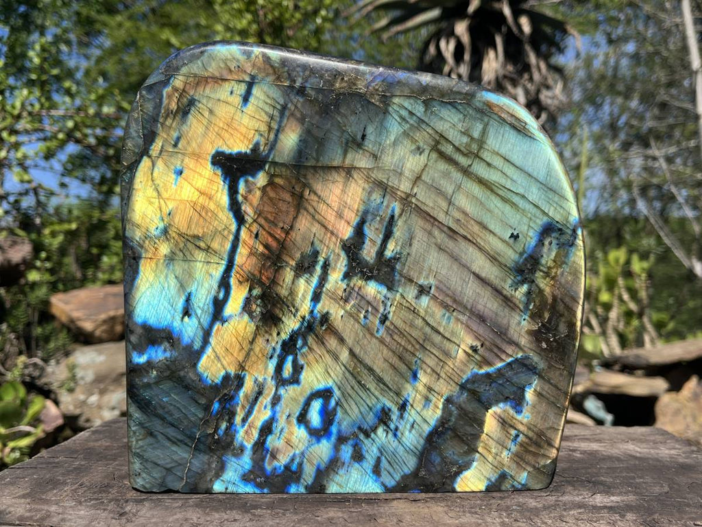 Polished Labradorite Standing Free Form x 1 From Tulear, Madagascar