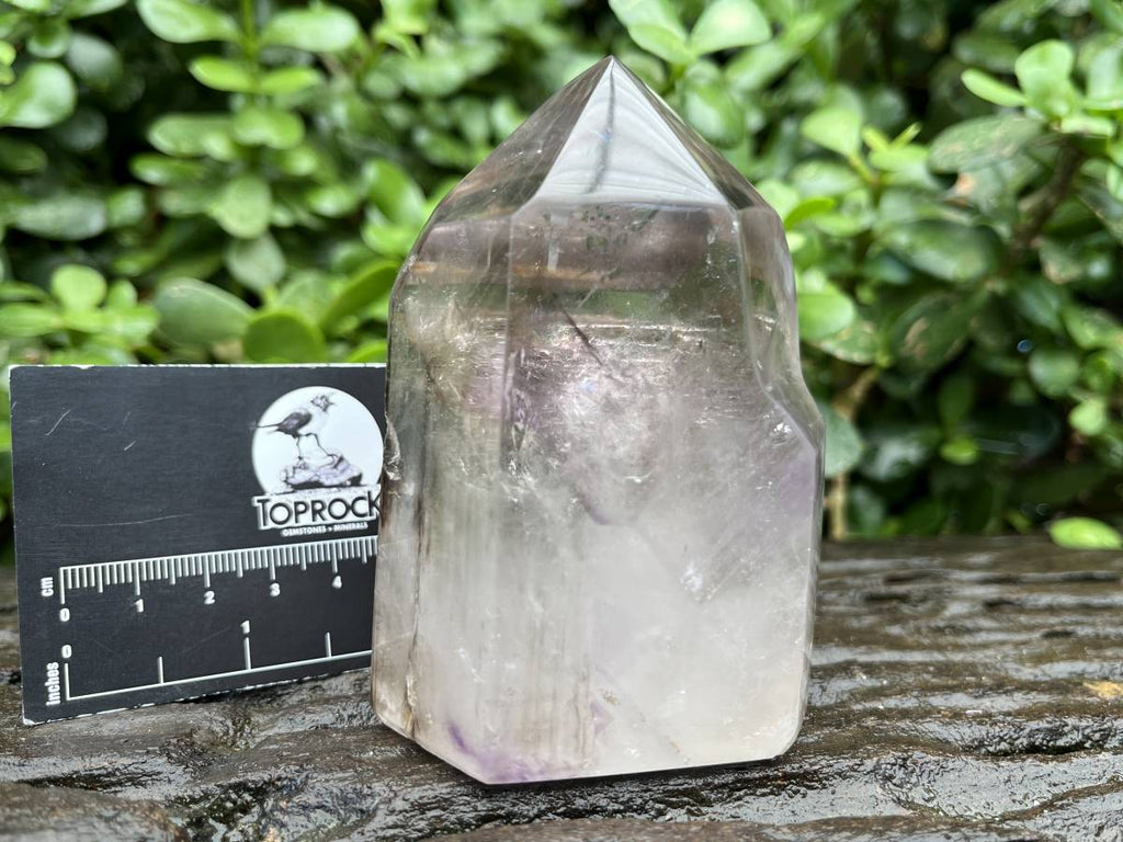 Polished Smokey Amethyst, Window Quartz Crystal With Enhydro x 1 From Akansobe, Madagascar