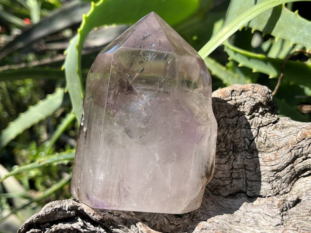 Polished Smokey Amethyst, Window Quartz Crystal With Enhydro x 1 From Akansobe, Madagascar