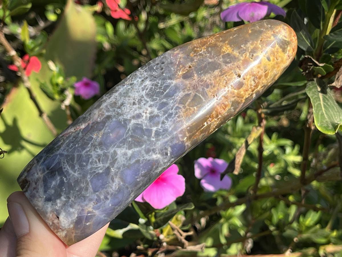 Polished Rare Purple Chalcedony Standing Free Form x 1 From Nosy Varika, Madagascar