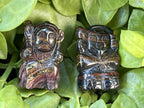Hand Made Banded Tiger Iron Jasper - Far Eastern Gods on Wooden Stands In A Set of 7 - From Australia