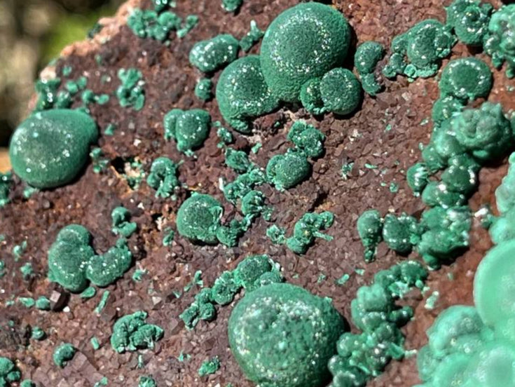Natural Ball Malachite On Druzy Crystalline Dolomite Matrix Specimen x 1 From Kambove, Congo