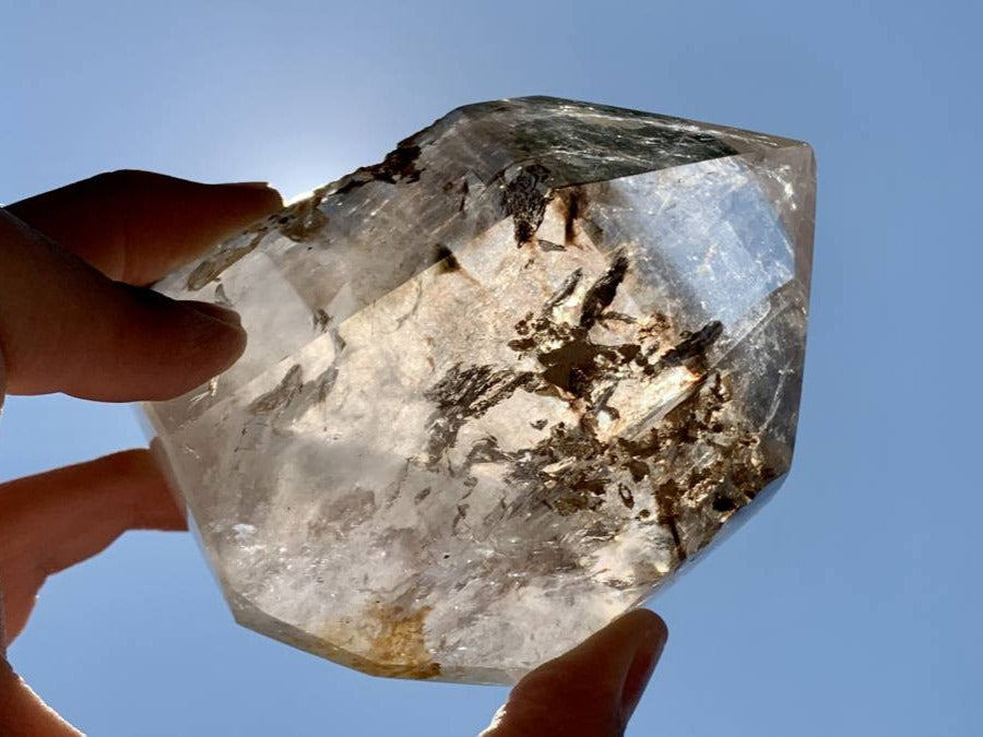 Polished Wispy Smokey Window Quartz Crystal x 1 From Akansobe, Madagascar