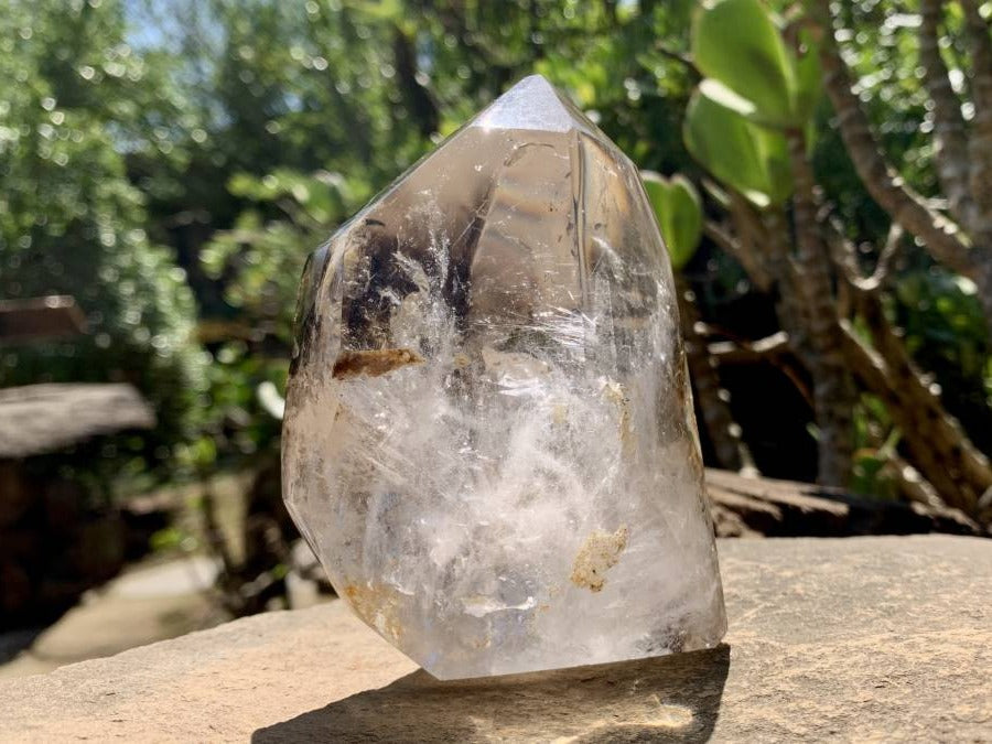 Polished Wispy Smokey Window Quartz Crystal x 1 From Akansobe, Madagascar