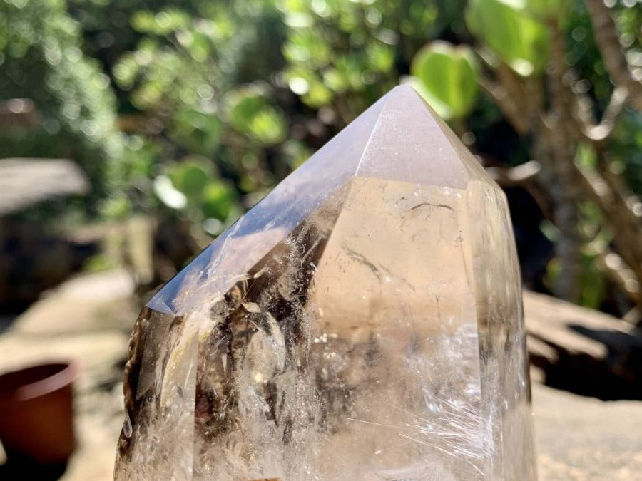 Polished Wispy Smokey Window Quartz Crystal x 1 From Akansobe, Madagascar