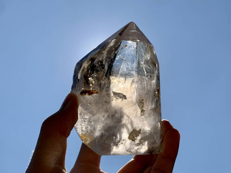 Polished Wispy Smokey Window Quartz Crystal x 1 From Akansobe, Madagascar