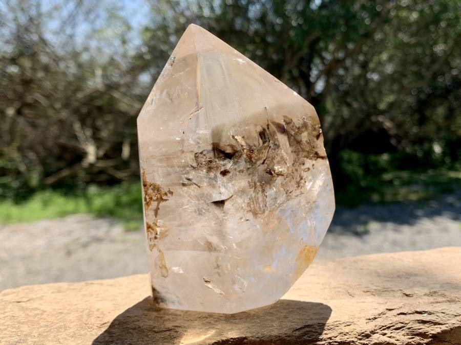 Polished Wispy Smokey Window Quartz Crystal x 1 From Akansobe, Madagascar