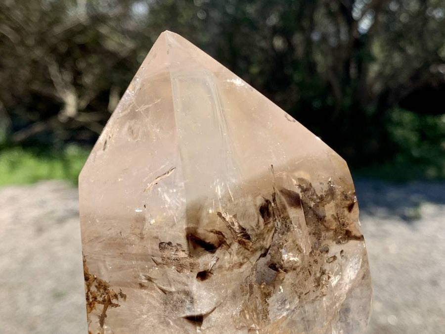 Polished Wispy Smokey Window Quartz Crystal x 1 From Akansobe, Madagascar