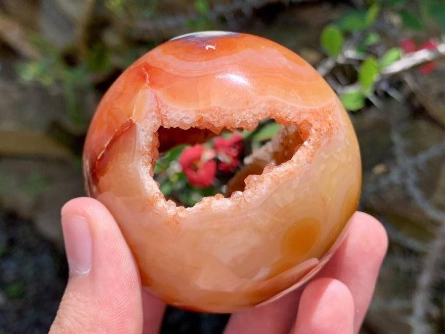Polished Laughing Carnelian Agate Sphere x 1 From Madagascar
