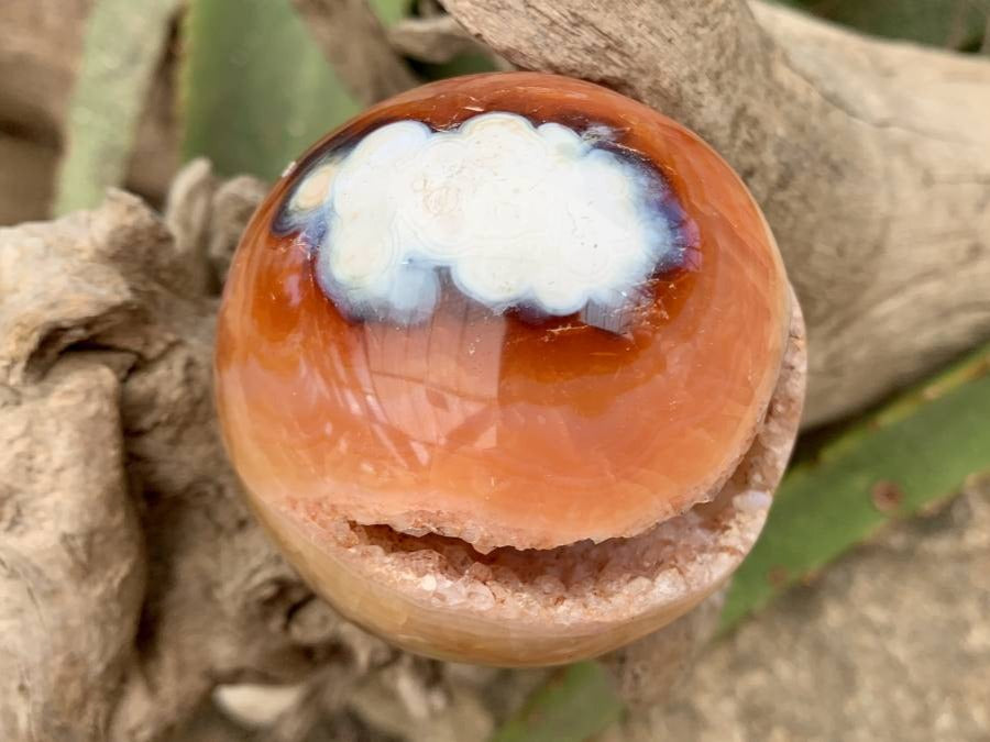 Polished Laughing Carnelian Agate Sphere x 1 From Madagascar