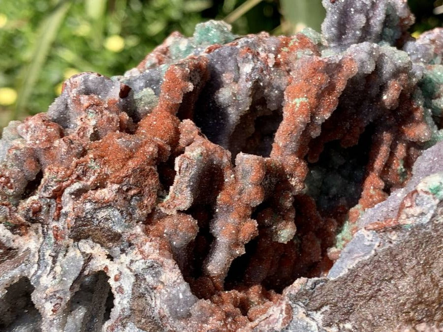 Natural Drusy Coated Ball Malachite on Red Dolomite x 1 From Mindingi Mine, Kambove, Congo
