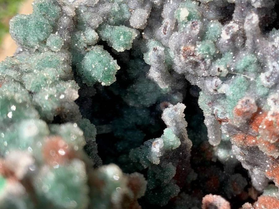 Natural Drusy Coated Ball Malachite on Red Dolomite x 1 From Mindingi Mine, Kambove, Congo