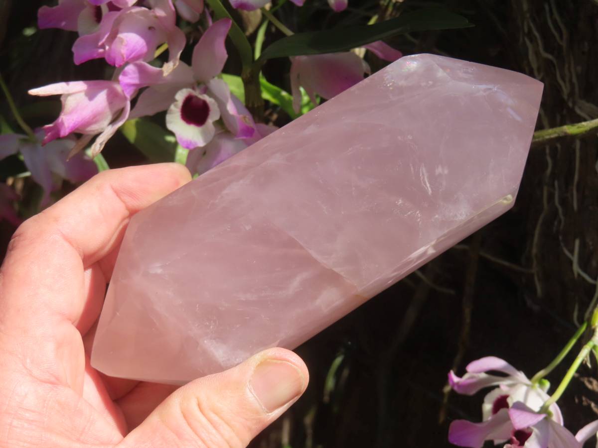 Polished Large Gemmy Rose Quartz Double Terminated Crystal x 1 From Ambatondrazaka, Madagascar