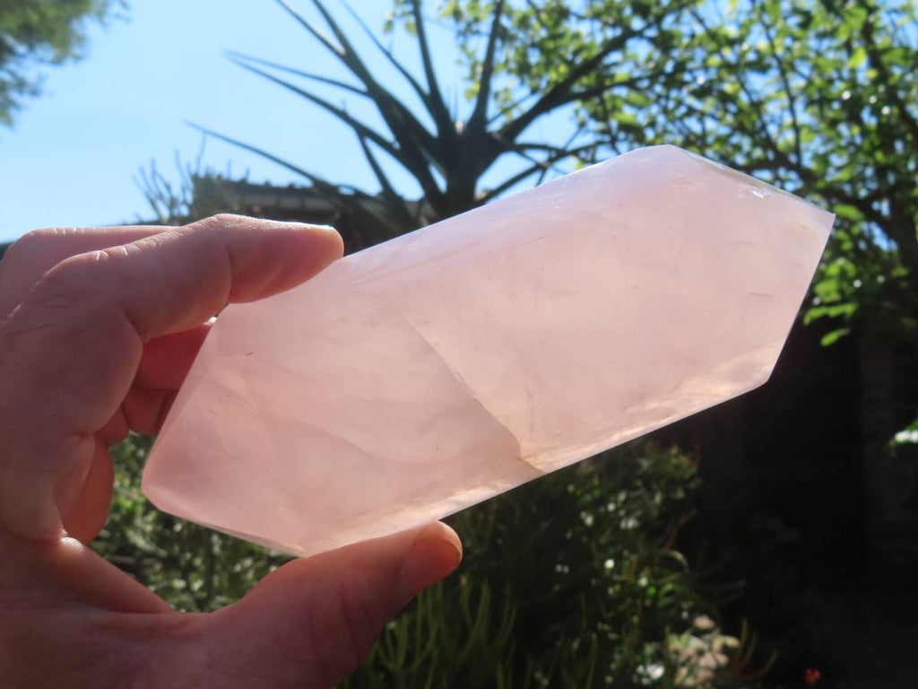 Polished Large Gemmy Rose Quartz Double Terminated Crystal x 1 From Ambatondrazaka, Madagascar