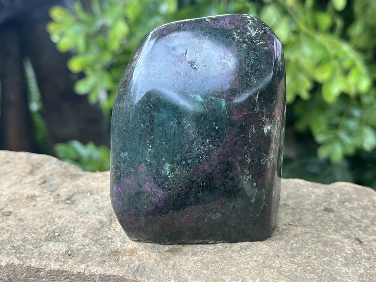 Polished Verdite with Ruby Corundum Standing Free Form x 1 From Zimbabwe