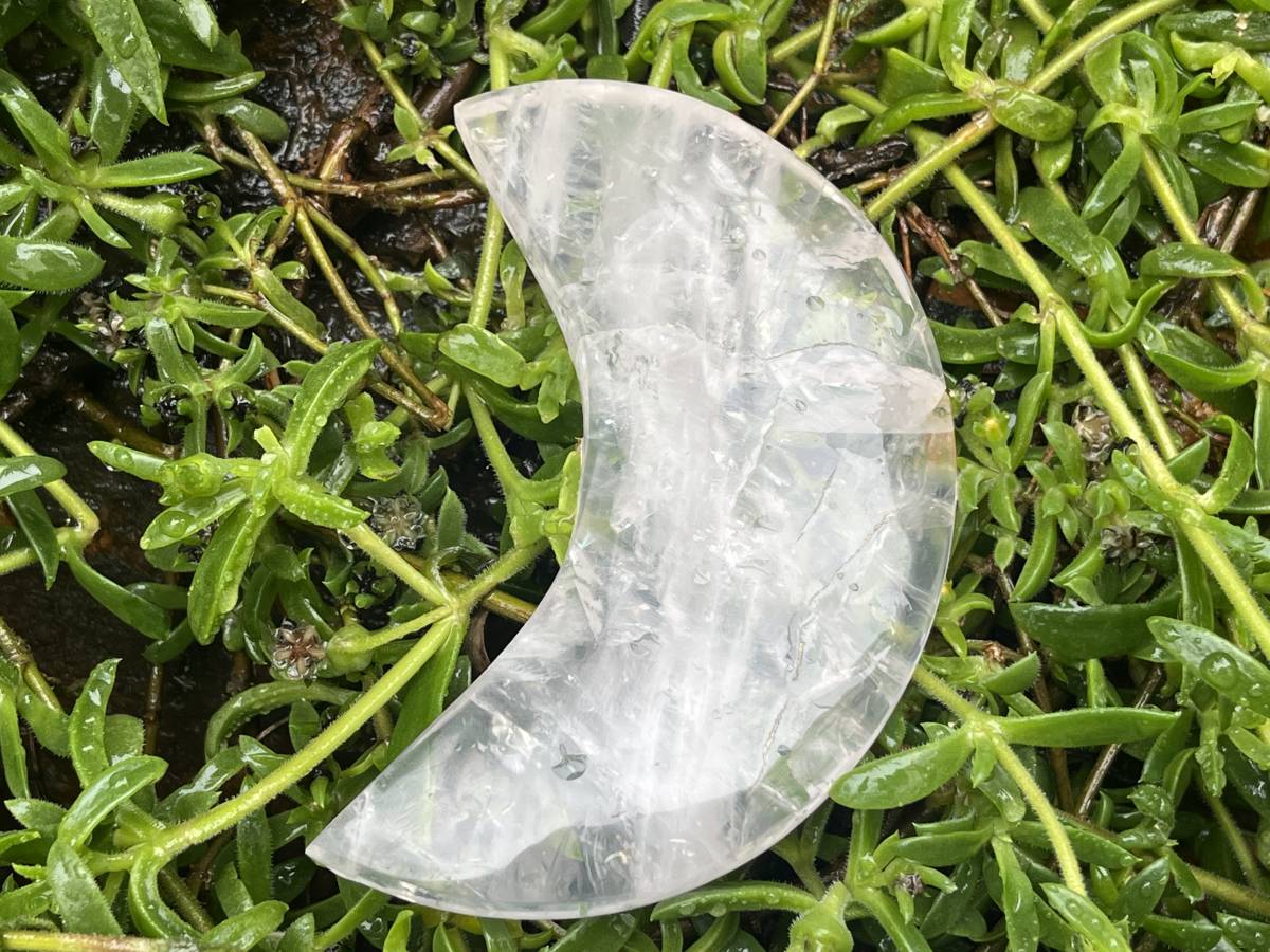 Polished Gemmy Girasol Rose Quartz Crescent Moon x 1 From Ambatondrazaka, Madagascar