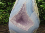 Polished Large Blue Lace Agate with Amethyst Centre, Display Piece x 1 From Nsanje, Malawi