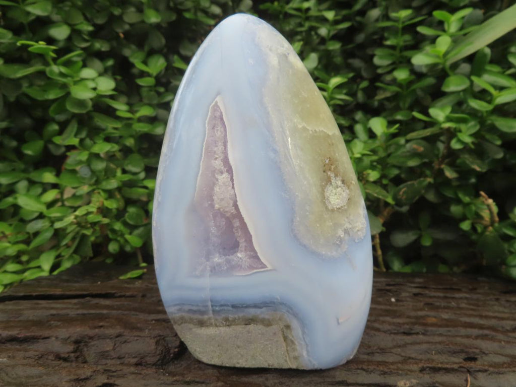 Polished Large Blue Lace Agate with Amethyst Centre, Display Piece x 1 From Nsanje, Malawi