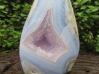 Polished Large Blue Lace Agate with Amethyst Centre, Display Piece x 1 From Nsanje, Malawi