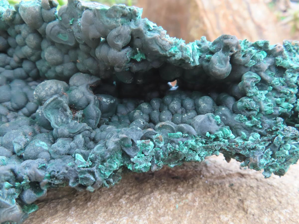 Natural Silky Malachite Specimen with Botryoidal Geode Centre x 1 From Kasompe, Congo