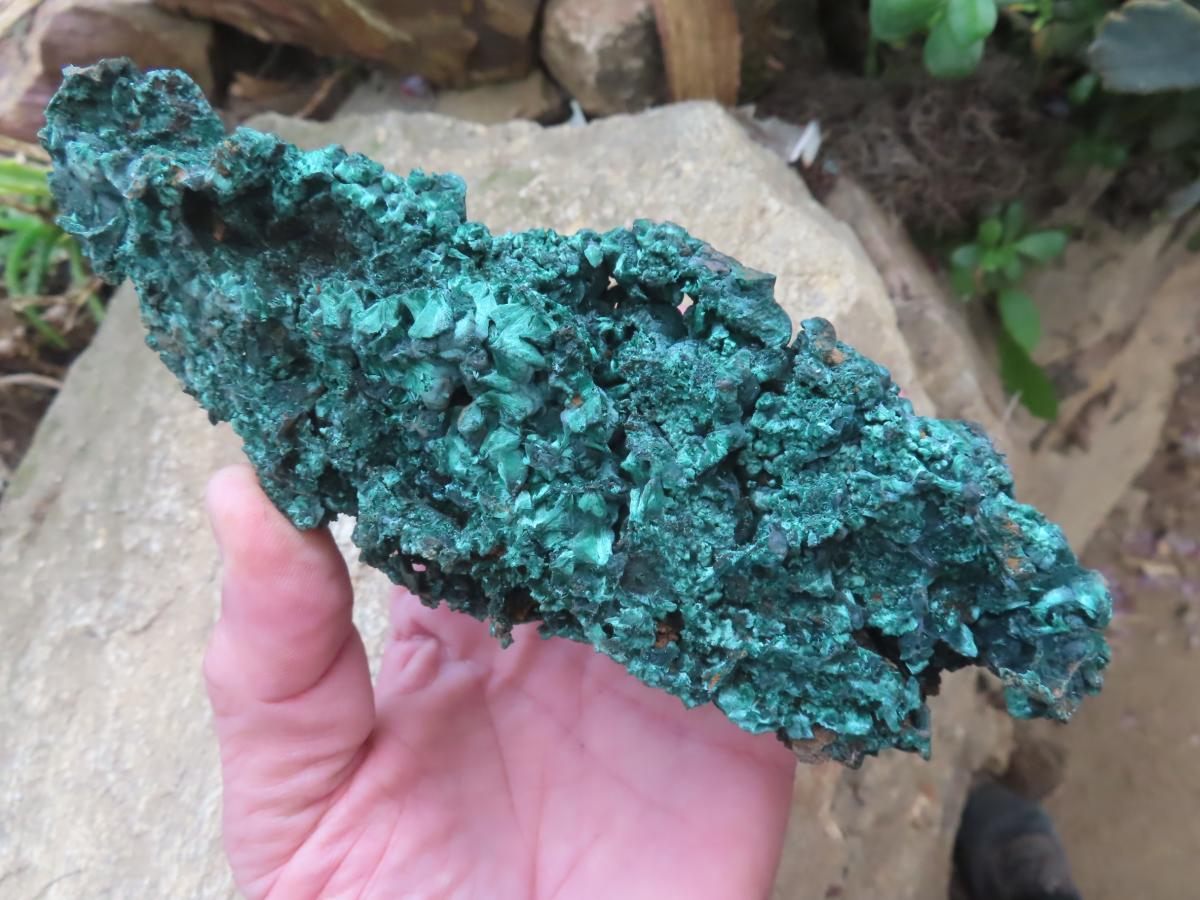 Natural Silky Malachite Specimen with Botryoidal Geode Centre x 1 From Kasompe, Congo