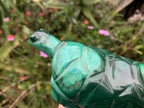 Hand-Made Banded Flower Malachite Turtle Carving x 1 From Congo