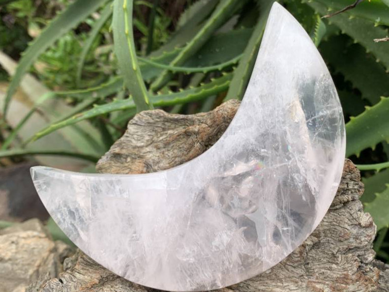 Polished Gemmy Star Girasol Rose Quartz Crescent Moon x 1 From Ambatondrazaka, Madagascar