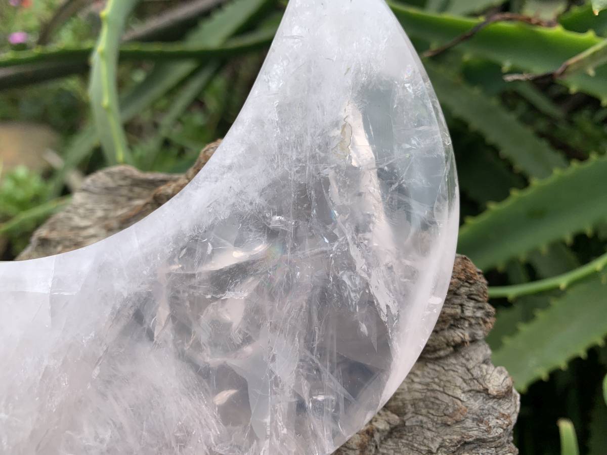 Polished Gemmy Star Girasol Rose Quartz Crescent Moon x 1 From Ambatondrazaka, Madagascar