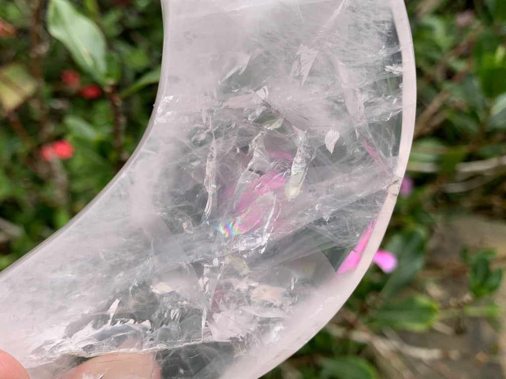 Polished Gemmy Star Girasol Rose Quartz Crescent Moon x 1 From Ambatondrazaka, Madagascar