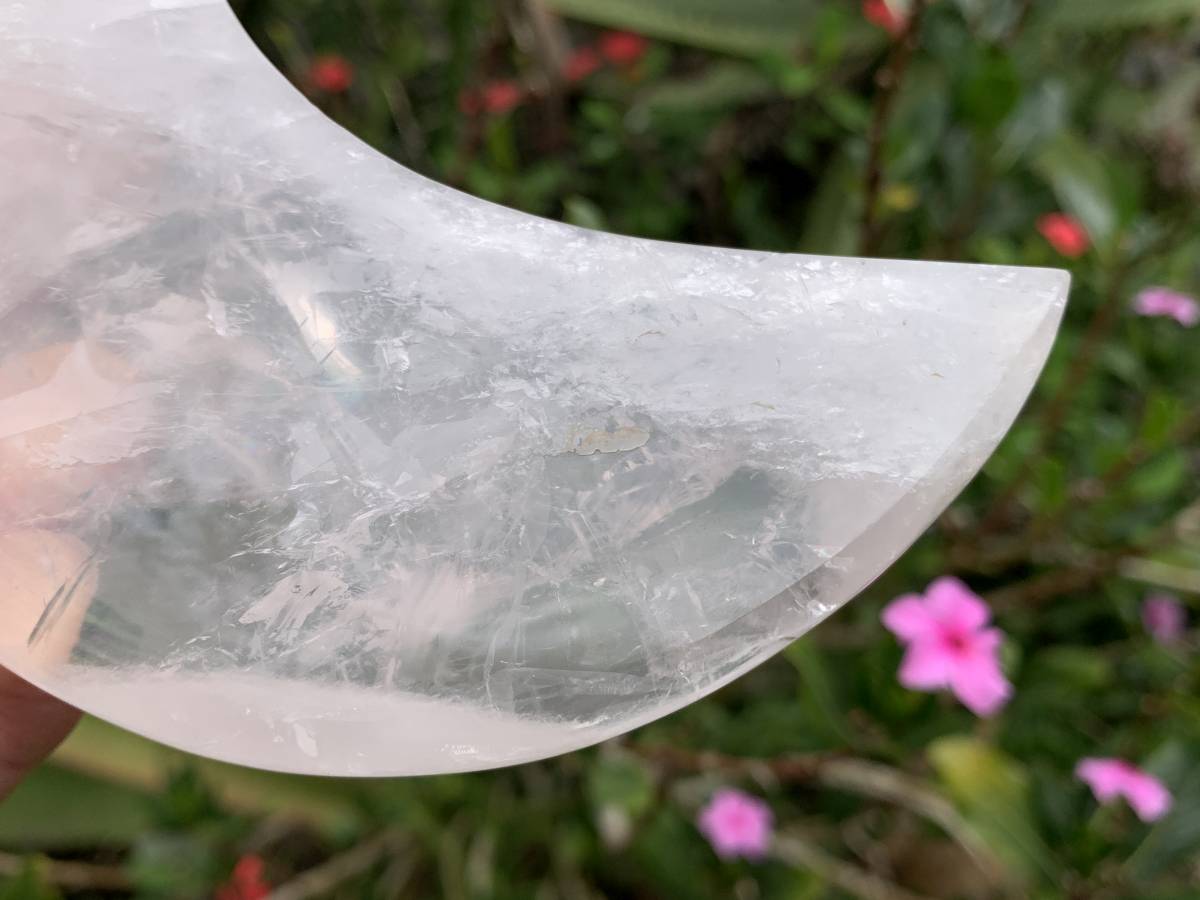 Polished Gemmy Star Girasol Rose Quartz Crescent Moon x 1 From Ambatondrazaka, Madagascar