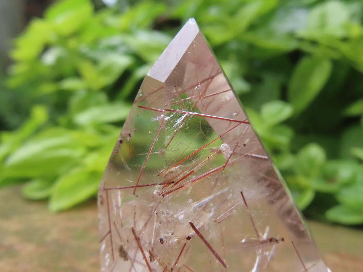Polished Rare Clear Crystal Quartz with Copper Rutile x 1 From Madagascar