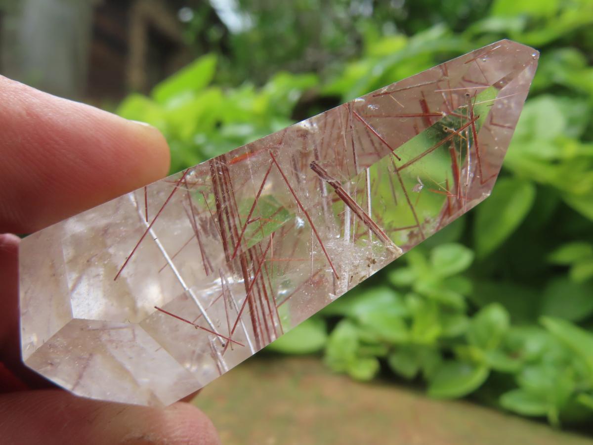 Polished Rare Clear Crystal Quartz with Copper Rutile x 1 From Madagascar