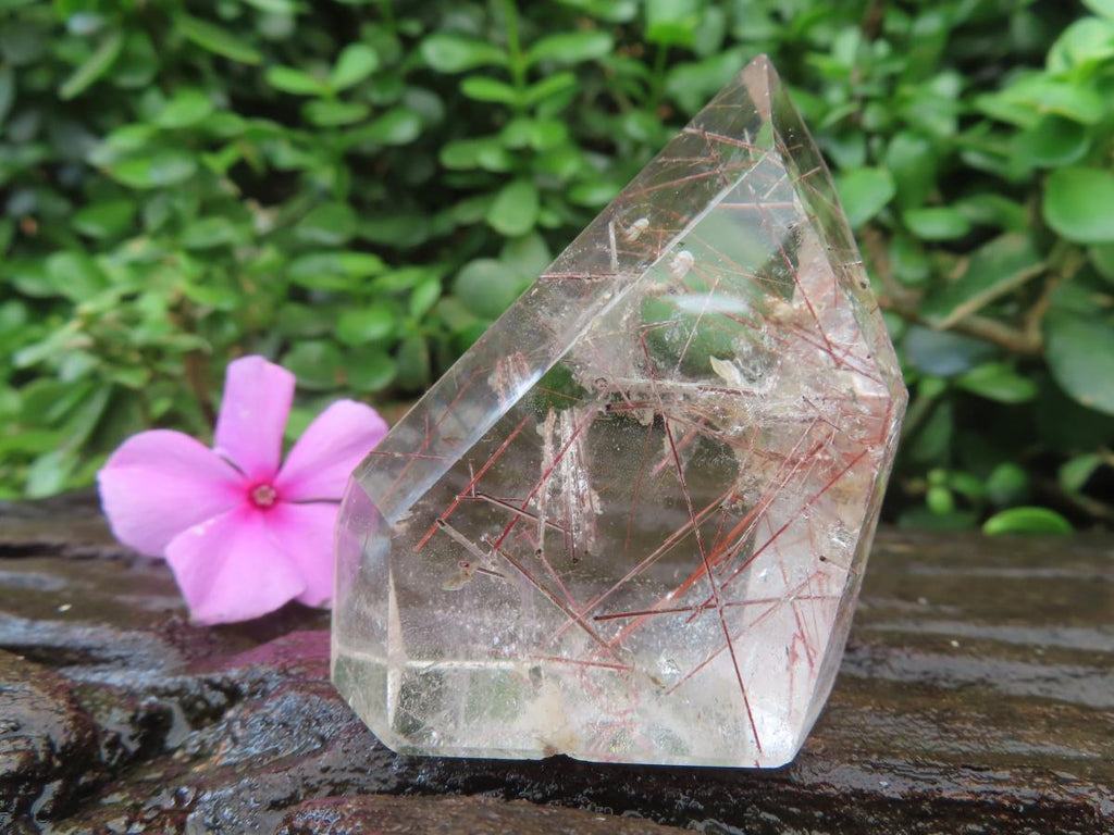 Polished Rare Clear Crystal Quartz with Copper Rutile x 1 From Madagascar