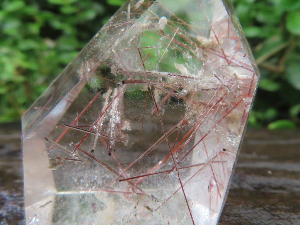 Polished Rare Clear Crystal Quartz with Copper Rutile x 1 From Madagascar