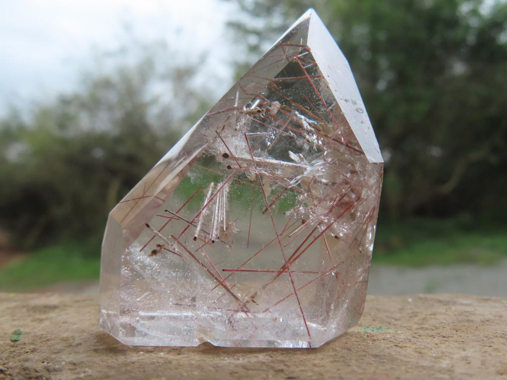 Polished Rare Clear Crystal Quartz with Copper Rutile x 1 From Madagascar