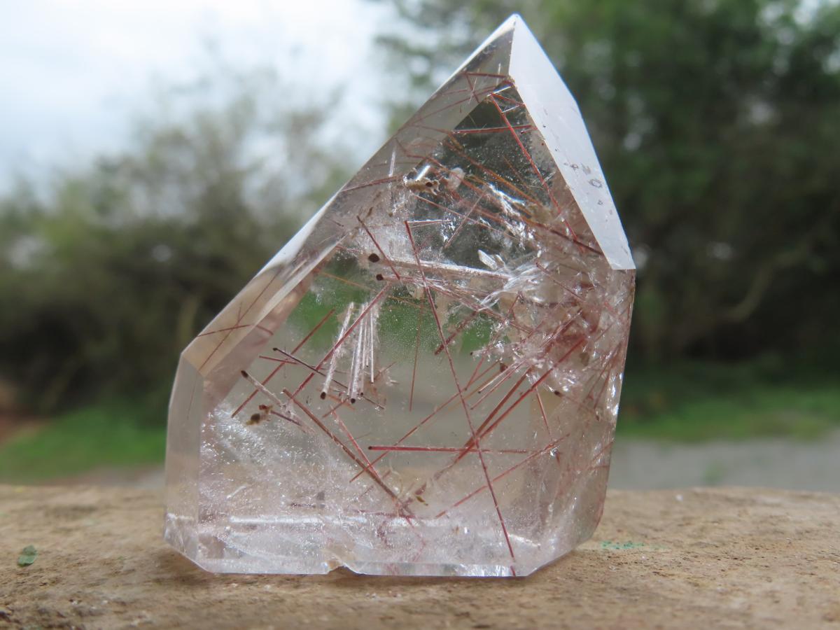 Polished Rare Clear Crystal Quartz with Copper Rutile x 1 From Madagascar