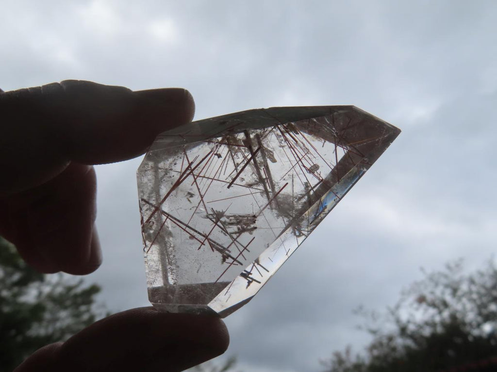 Polished Rare Clear Crystal Quartz with Copper Rutile x 1 From Madagascar
