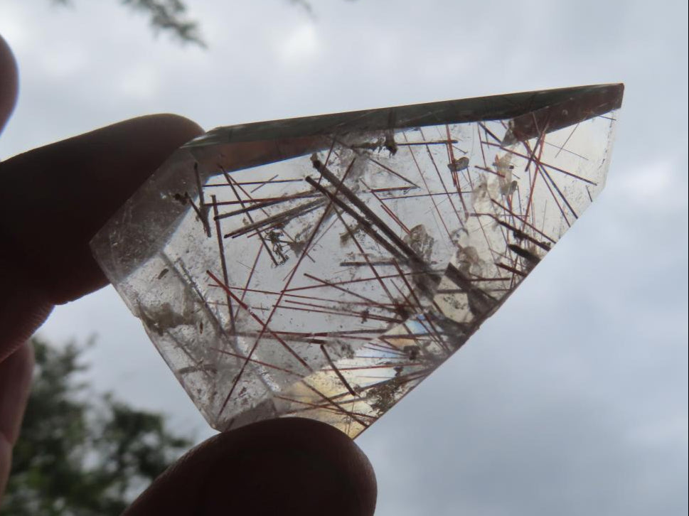Polished Rare Clear Crystal Quartz with Copper Rutile x 1 From Madagascar