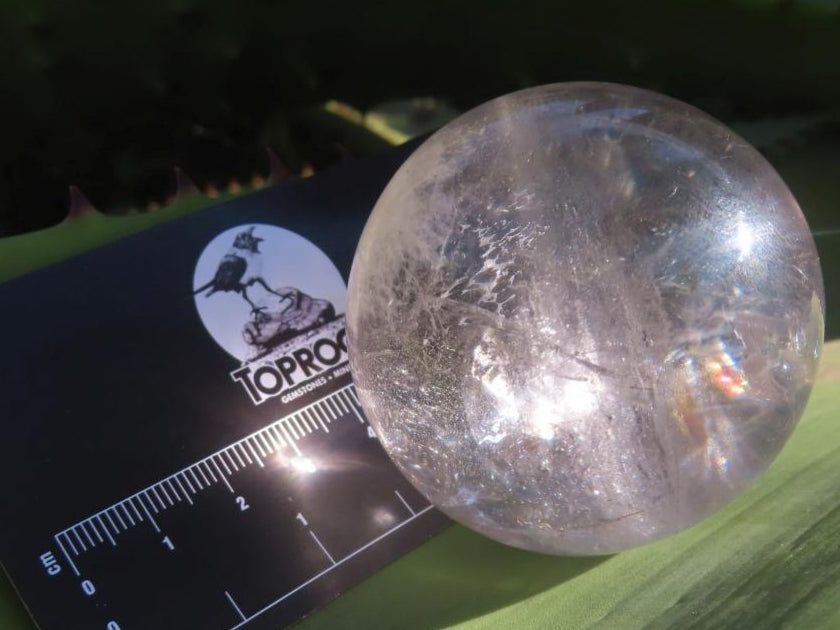 Polished Clear Quartz Rainbow-Veiled Crystal Ball x 1 From Madagascar