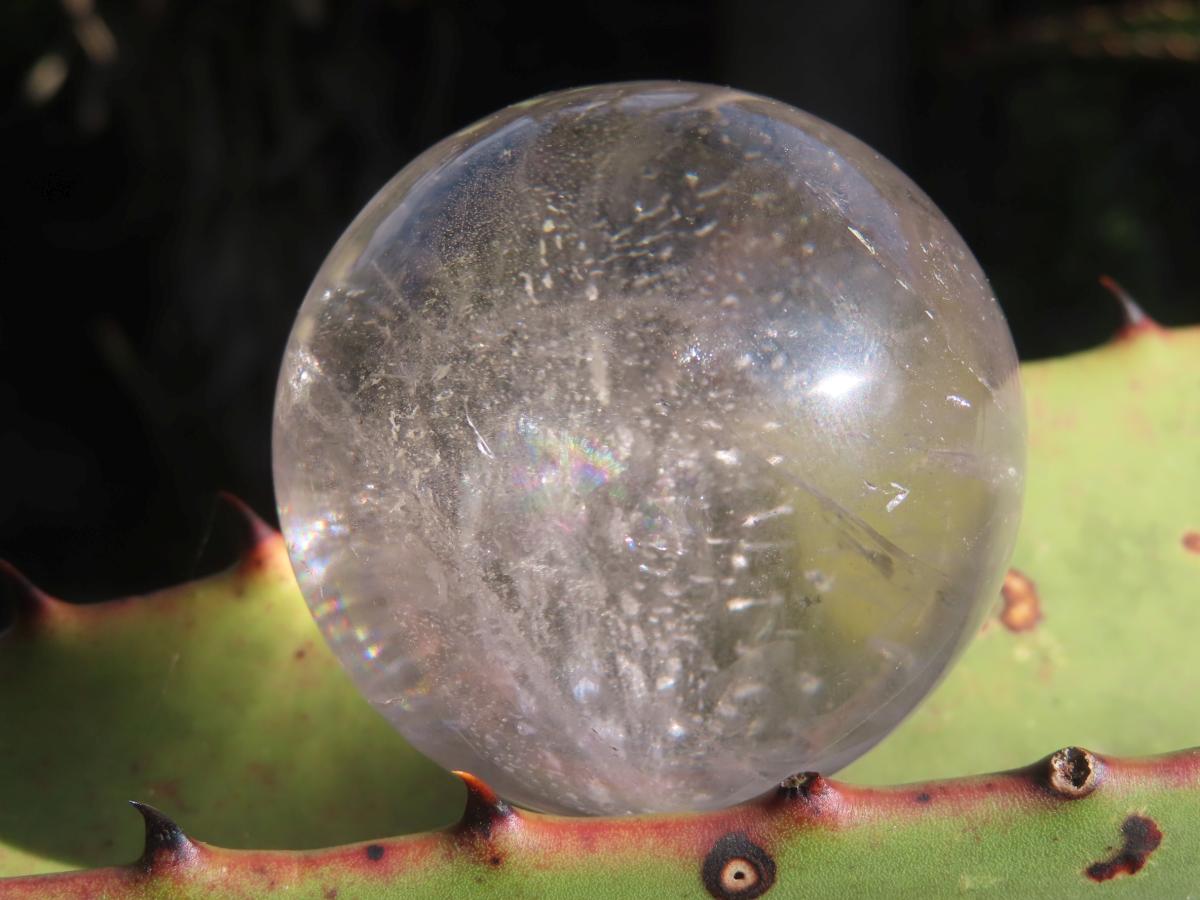 Polished Clear Quartz Rainbow-Veiled Crystal Ball x 1 From Madagascar