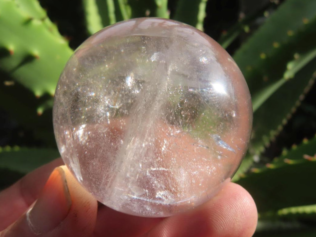 Polished Clear Quartz Rainbow-Veiled Crystal Ball x 1 From Madagascar