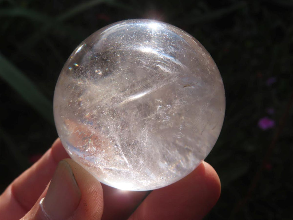 Polished Clear Quartz Rainbow-Veiled Crystal Ball x 1 From Madagascar