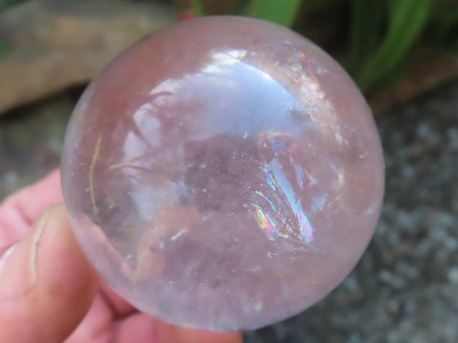 Polished Clear Quartz Rainbow-Veiled Crystal Ball x 1 From Madagascar