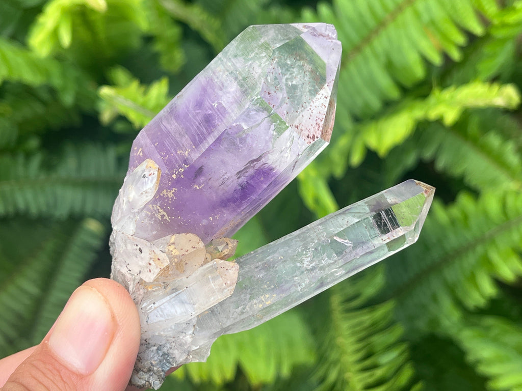 Natural Enhydro Amethyst Twin Crystal Cluster with 7 Water Bubbles x 1 From Brandberg, Namibia