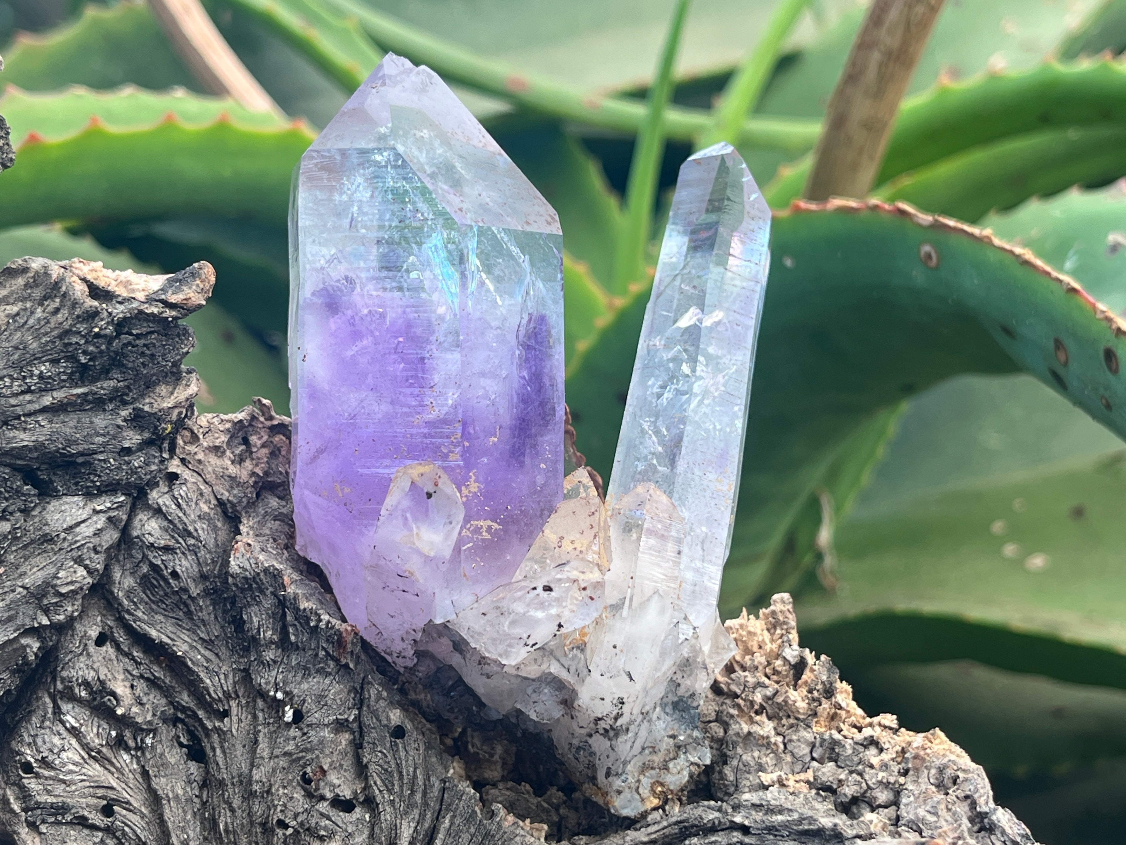 Natural Enhydro Amethyst Twin Crystal Cluster with 7 Water Bubbles x 1 From Brandberg, Namibia