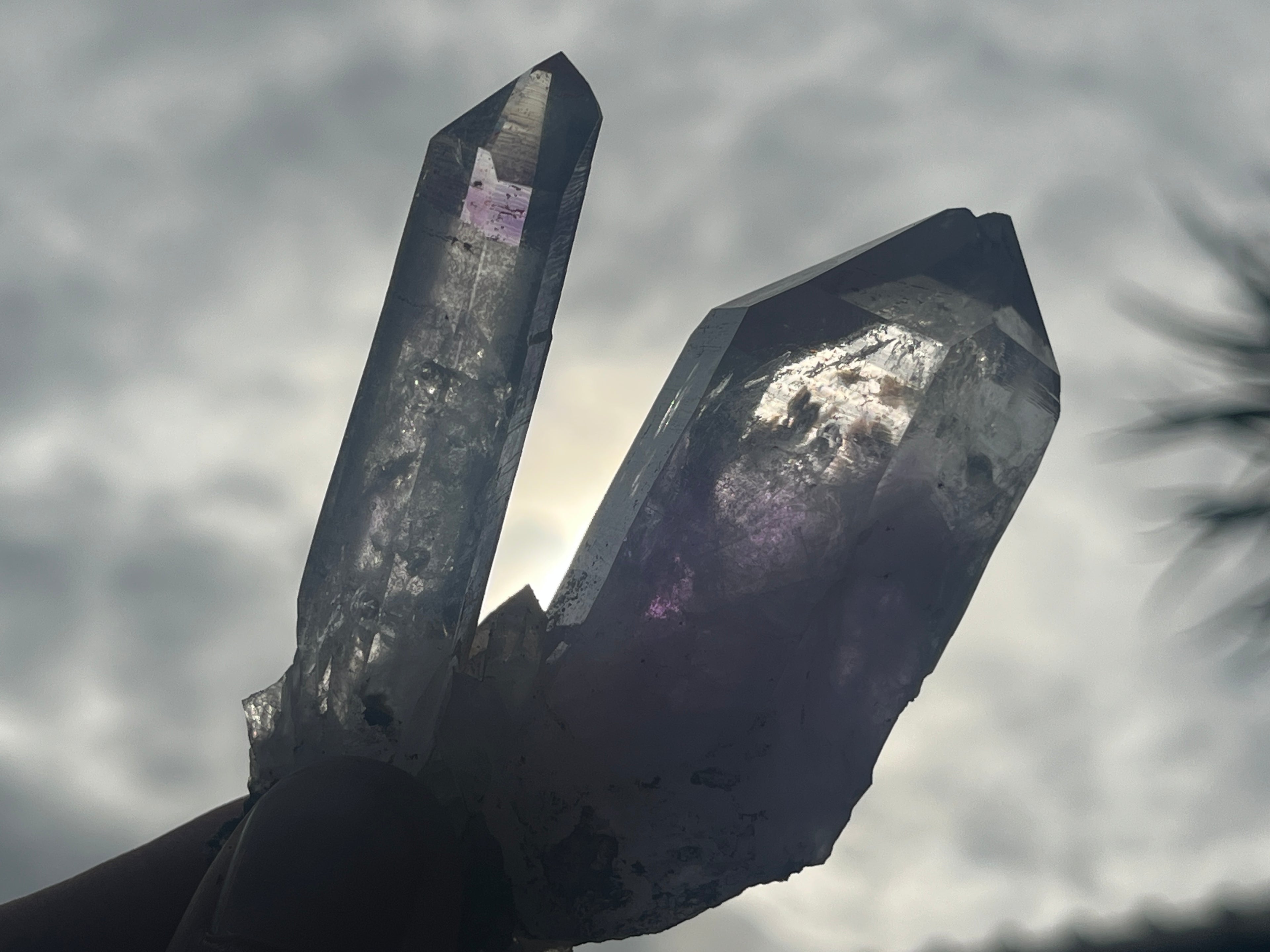 Natural Enhydro Amethyst Twin Crystal Cluster with 7 Water Bubbles x 1 From Brandberg, Namibia