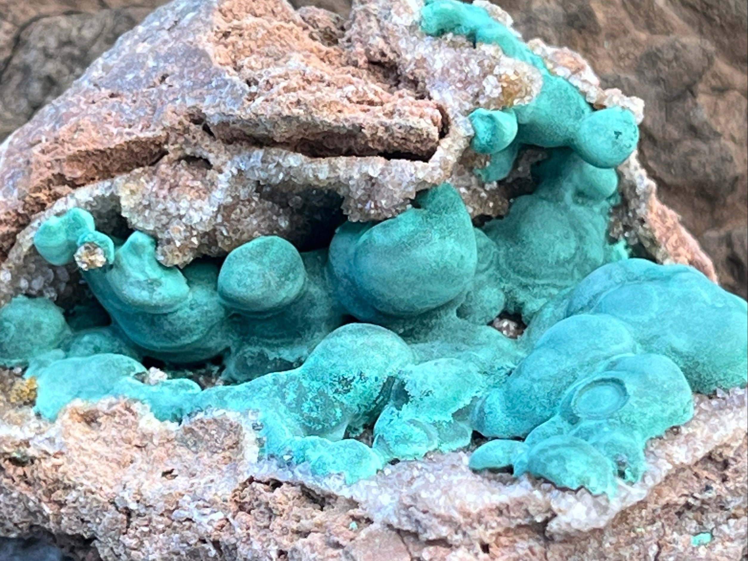 Natural Botryoidal Ball Malachite with Quartz on Dolomite Specimen x 1 From Mindingi Mine, Congo