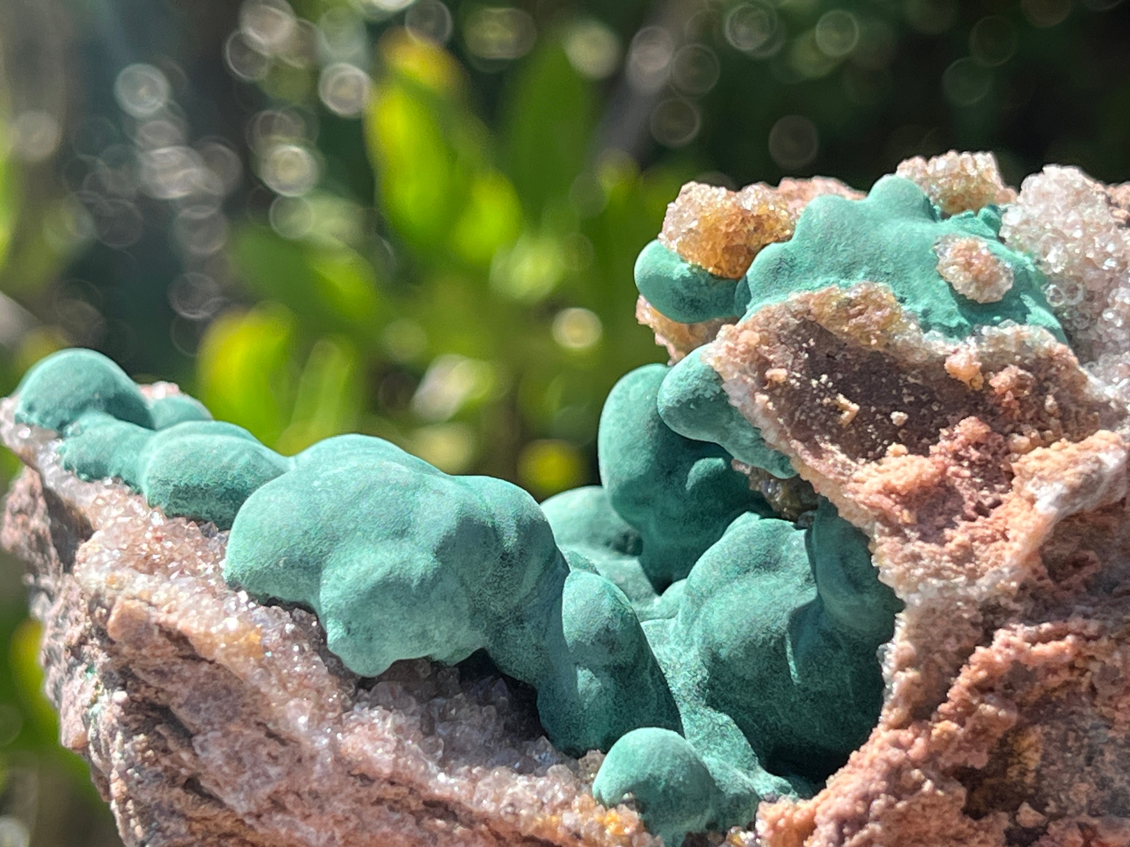 Natural Botryoidal Ball Malachite with Quartz on Dolomite Specimen x 1 From Mindingi Mine, Congo