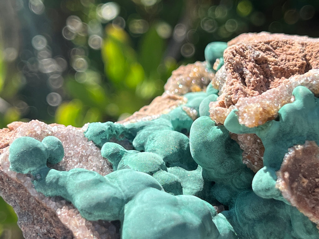 Natural Botryoidal Ball Malachite with Quartz on Dolomite Specimen x 1 From Mindingi Mine, Congo