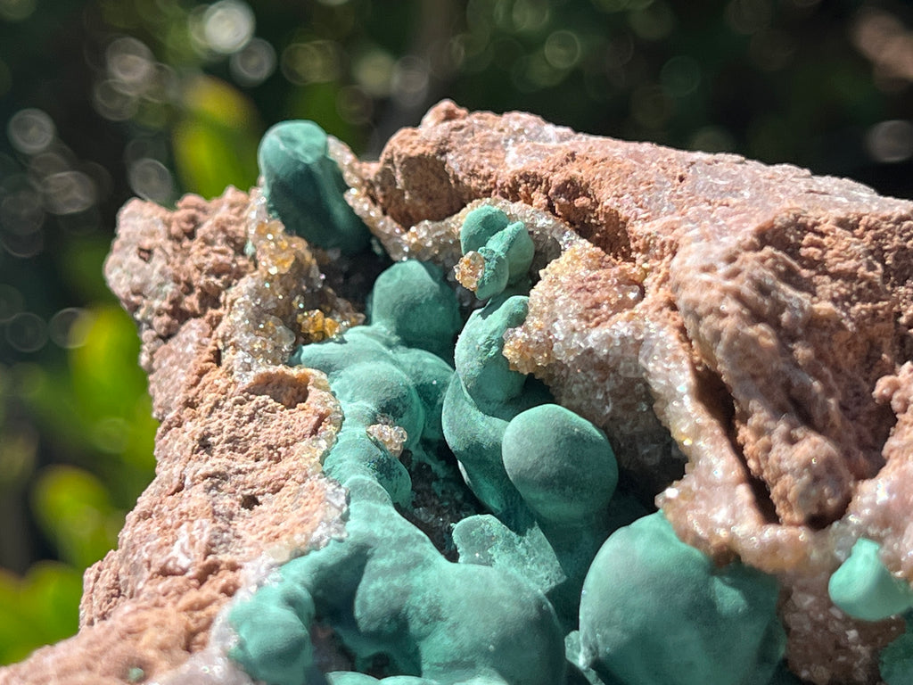 Natural Botryoidal Ball Malachite with Quartz on Dolomite Specimen x 1 From Mindingi Mine, Congo
